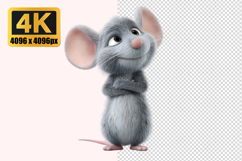 Fluffy Grey Mouse Transparent PNG Product Image 1