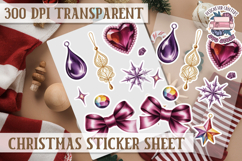 Christmas Watercolor Sticker Sheet Winter Cute Holiday PNG Product Image 1