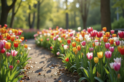 Colorful Tulips in Full Bloom Background Wallpaper Product Image 1