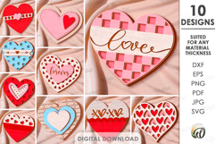 3D Heart Decors Bundle Laser Cut. Valentines Wall Decor SVG Product Image 1
