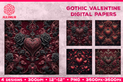 Gothic Valentine Digital Papers Bundle Product Image 10