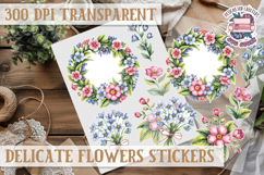 Summer sticker Delicate Scrapbook PNG Flowers Botanical Product Image 1
