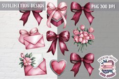 St Valentine’s Coquette Bow PNG Holidays Funny Watercolor Product Image 1