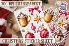 Christmas Watercolor Sticker Sheet Winter Cute Holiday PNG Product Image 1