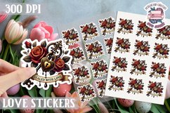 Love sticker Sheet Valentine Day Lovers Gothic Skull PNG Product Image 1