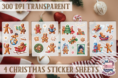 Christmas Gingerbread mans Watercolor Sticker Sheet Winter Product Image 1