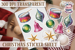 Christmas Watercolor Sticker Sheet Winter Cute Holiday PNG Product Image 1