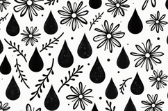 White Black Floral Background Product Image 1