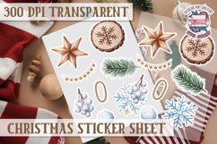 Christmas Watercolor Sticker Sheet Winter Cute Holiday PNG Product Image 1
