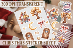 Christmas Watercolor Sticker Sheet Winter Cute Holiday PNG Product Image 1