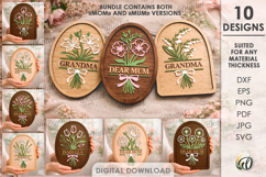 3D Flower Signs Bundle Laser Cut. Wall Decor SVG Product Image 1