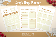 Simple Beige Planner | Daily, Weekly &amp; Monthly Planner Product Image 1