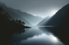 Mountains and Lake Background Wallpaper Product Image 1