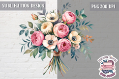 Spring Flowers Sublimation design Wreath Bouquet Watercolor Product Image 1
