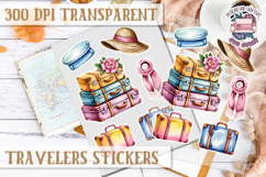 Travel sticker sheet Outdoor Scrapbook PNG Wanderlust Camp Product Image 1