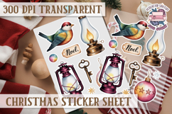 Christmas Watercolor Sticker Sheet Winter Cute Holiday PNG Product Image 1