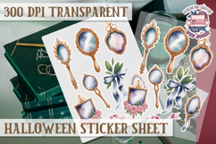 Halloween sticker sheet Creepy Scrapbook PNG Funny Skulls Product Image 1