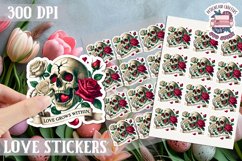 Love sticker Sheet Valentine Day Lovers Gothic Skull PNG Product Image 1