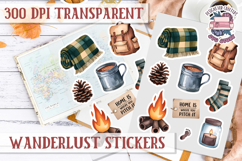 Travel sticker sheet Outdoor Scrapbook PNG Wanderlust Camp Product Image 1