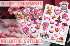 Love sticker Sheet Valentine Day Lovers Funny Heart PNG Product Image 1