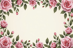 Pink Rose Floral Border Background Product Image 1