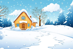 Winter House Background Wallpaper Product Image 1