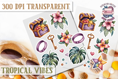 Tropical Vibes sticker sheet Flowers Hawaii PNG Floral Product Image 1