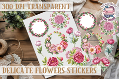 Summer sticker Delicate Scrapbook PNG Flowers Botanical Product Image 1