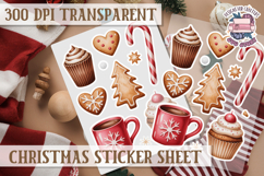 Christmas Sticker Sheet Watercolor Winter Holiday PNG Product Image 1