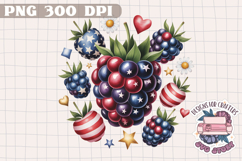 4th of July PNG Sublimation Strawberry berries Patriotic Product Image 1