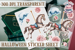 Halloween sticker sheet Creepy Scrapbook PNG Funny Skulls Product Image 1