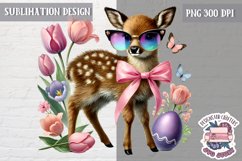 Cute Easter Animal Sublimation Design PNG Spring Eggs Bunny Product Image 1