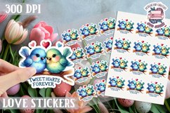 Love sticker Sheet Valentine Day Cute Animals Quote PNG Product Image 1