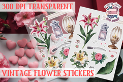 Vintage flowers sticker sheet Spring Botanical PNG Product Image 1
