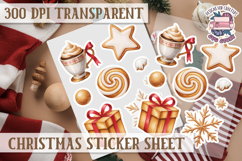 Christmas Watercolor Sticker Sheet Winter Cute Holiday PNG Product Image 1