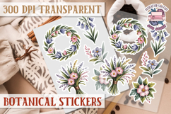 Botanical sticker sheet Spring Botanical PNG flowers Product Image 1
