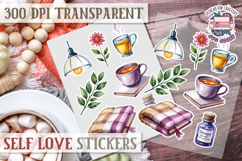 Self Love sticker sheet Scrapbook PNG Nature Watercolor Yoga Product Image 1