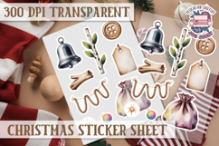 Christmas Watercolor Sticker Sheet Winter Cute Holiday PNG Product Image 1