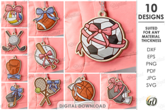 Sport Coquette Keychains Bundle Lasercut. Sport Key Ring SVG Product Image 1