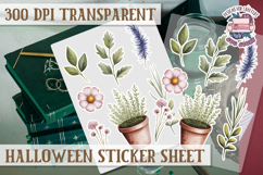 Halloween sticker sheet Creepy Scrapbook PNG Funny Skulls Product Image 1