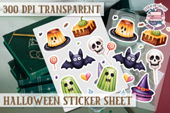 Halloween sticker sheet Creepy Scrapbook PNG Funny Skulls Product Image 1