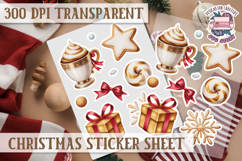 Christmas Watercolor Sticker Sheet Winter Cute Holiday PNG Product Image 1
