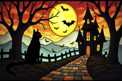 Haunted House and a Cat Background Wallpaper Product Image 1