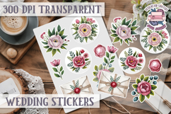 Boho sticker sheet Wedding Scrapbook PNG Love Aesthetic Product Image 1