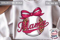 Baseball mom Sublimation design Quote Coquette Bow Sport Product Image 1