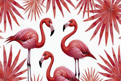 Flamingos and Tropical Leaves Background Wallpaper Product Image 1