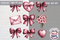 St Valentine’s Coquette Bow PNG Holidays Funny Watercolor Product Image 1
