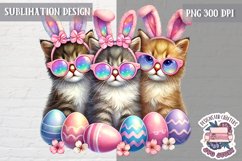 Cute Easter Animal Sublimation Design PNG Spring Eggs Bunny Product Image 1
