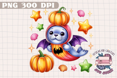 Cute Halloween Animal Autumn Sublimation design Fall KIds Product Image 1