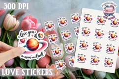 Love sticker Sheet Valentine Day Love You to the moon Product Image 1